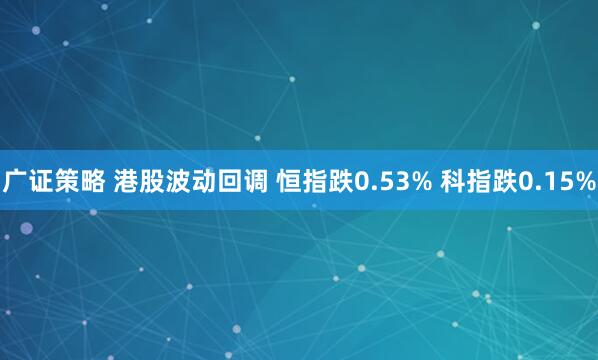 广证策略 港股波动回调 恒指跌0.53% 科指跌0.15%